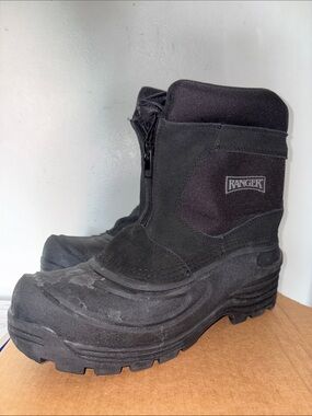Ranger Black Insulated Work Boots - Zip Closure size 11